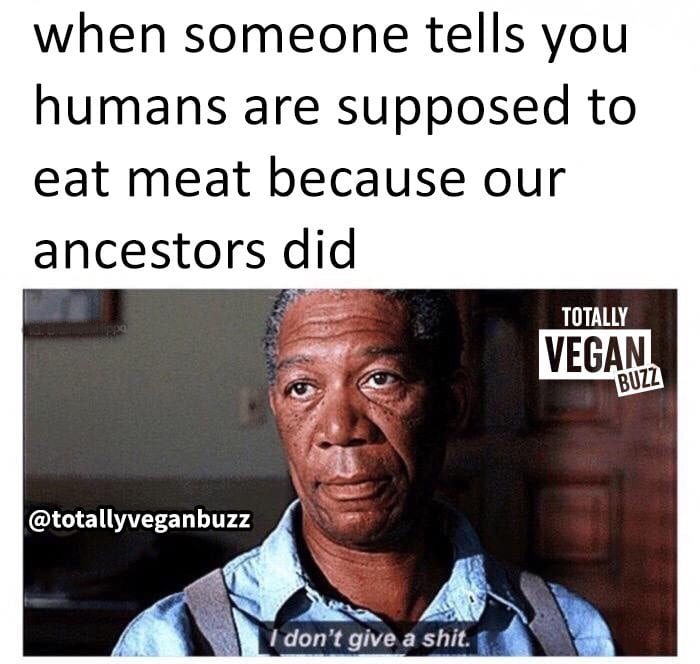 When someone tells you humans are supposed to eat meat because our ancestors did